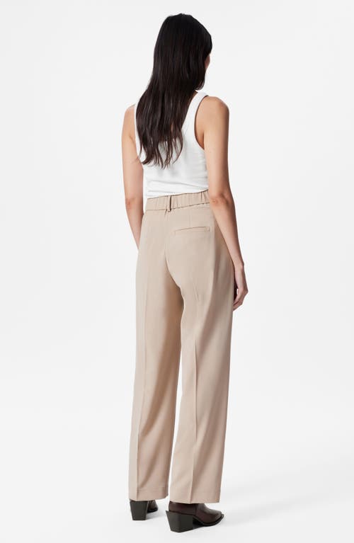 & Other Stories Creased Straight Leg Wool Blend Pants In Beige Medium Dusty