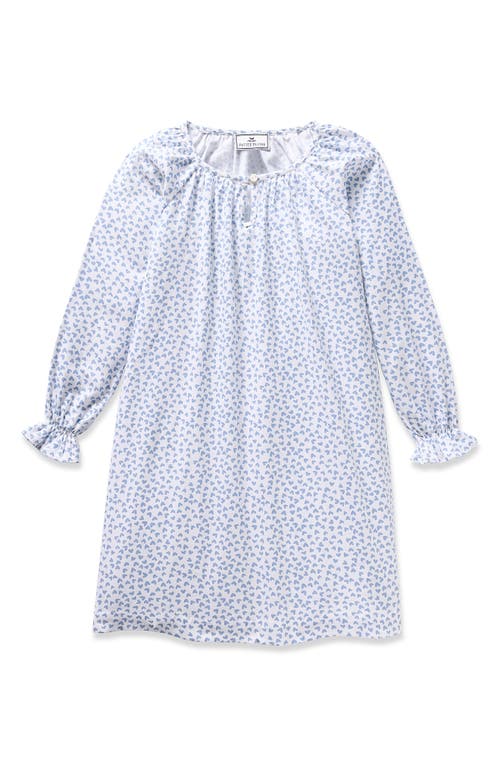 Shop Petite Plume Kids' Delphine Heart Print Nightgown In Blue