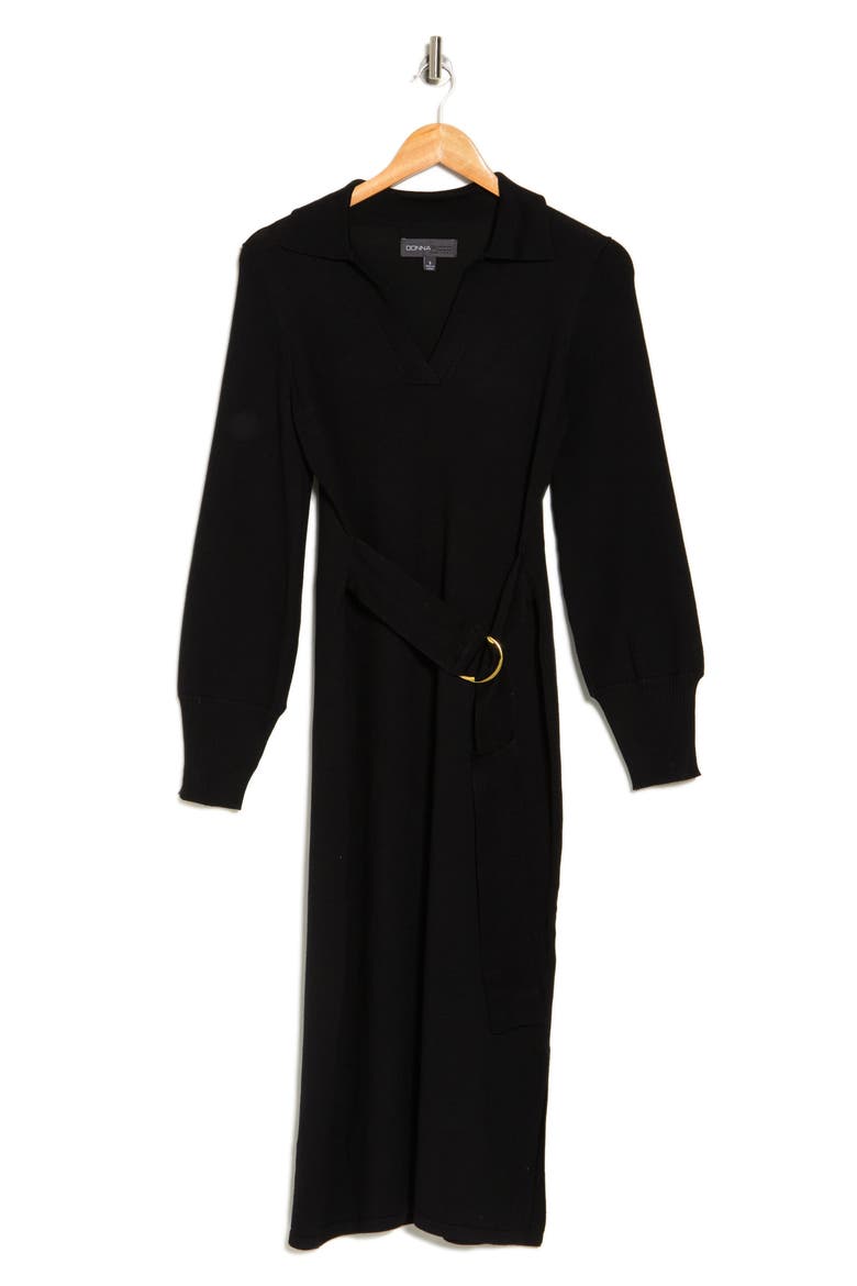 Johnny Collar Long Sleeve Sweater Dress, Alternate, color, BLACK