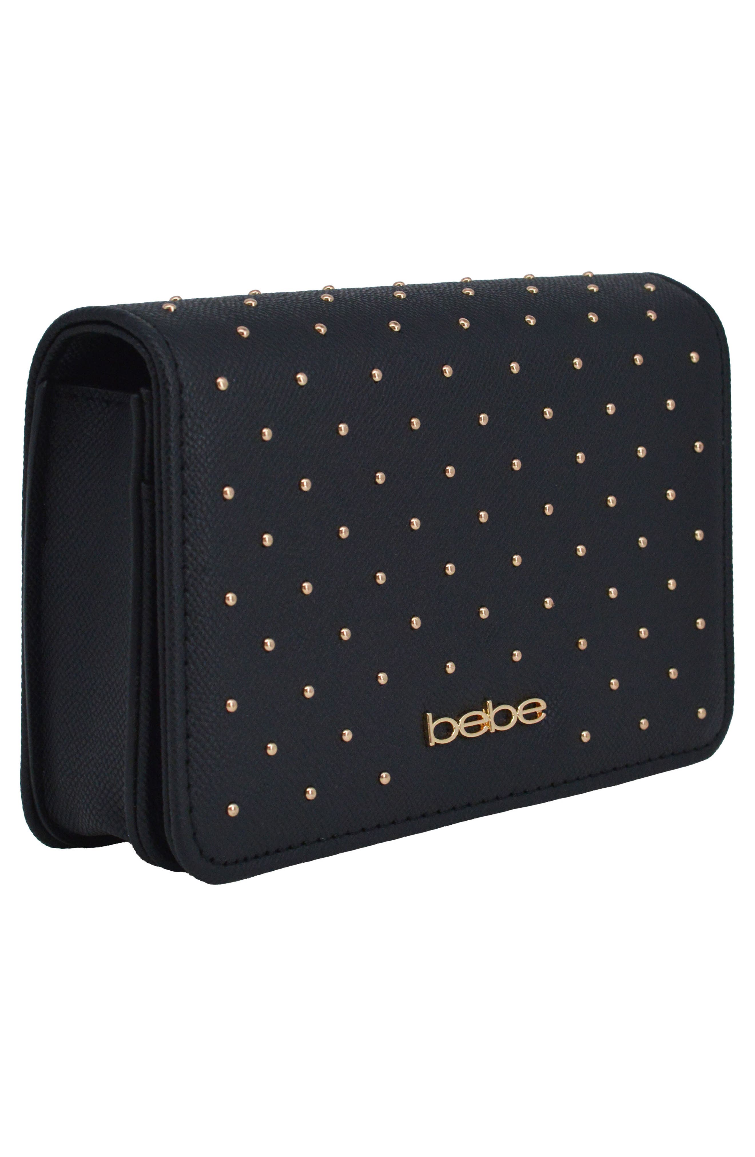 bebe Sagan Stud Crossbody and Zip Wallet, Alternate, color, Black