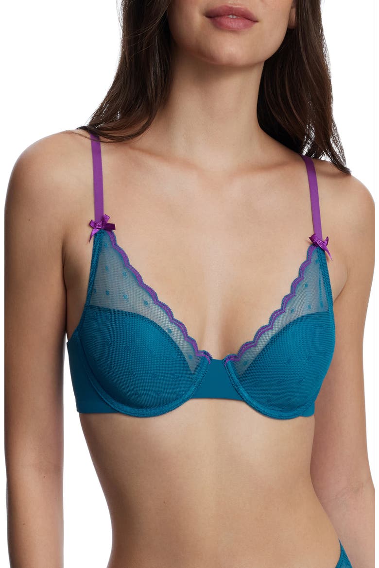 Siren Lightly Lined Dotted Lace Bra, Alternate, color, CELESTIAL/VIVID PURPLE