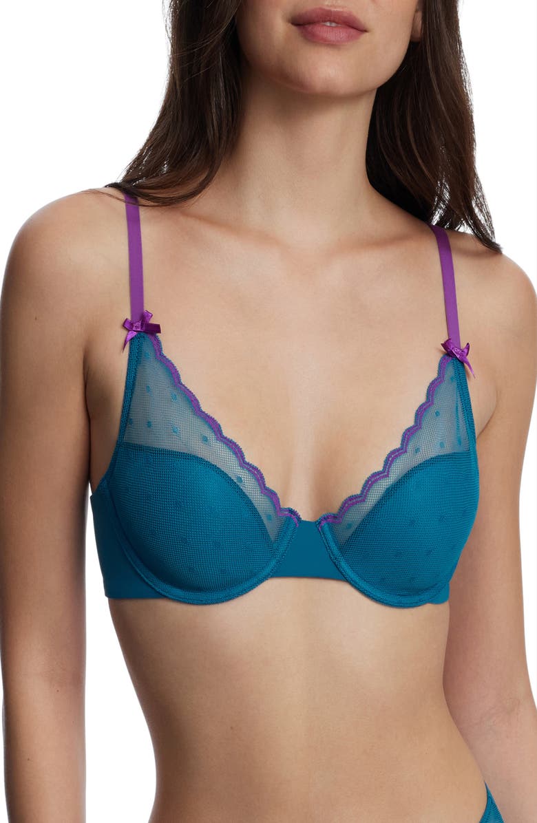 Skarlett Blue Siren Lightly Lined Dotted Lace Bra, Alternate, color, Celestial/Vivid Purple