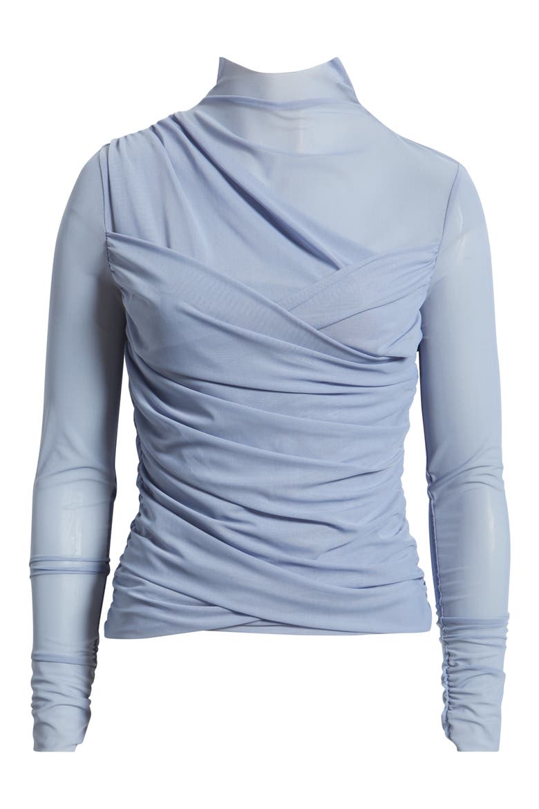 Etualh Ruched Mesh Turtleneck Top, Alternate, color, BT BU