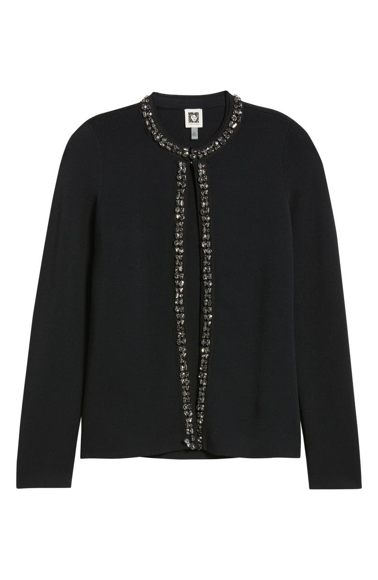 Anne Klein Rhinestone Trim Cardigan, Alternate, color, Anne Black