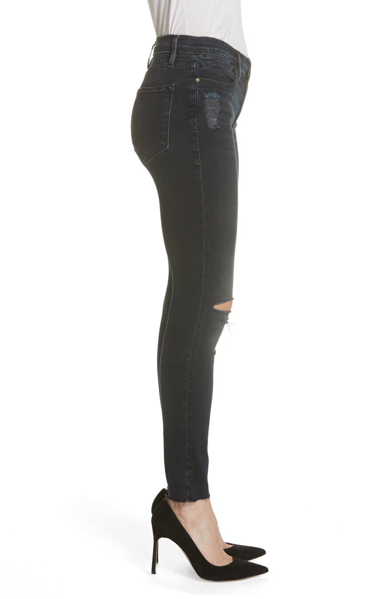 FRAME Le High Distressed Skinny Jeans, Alternate, color,