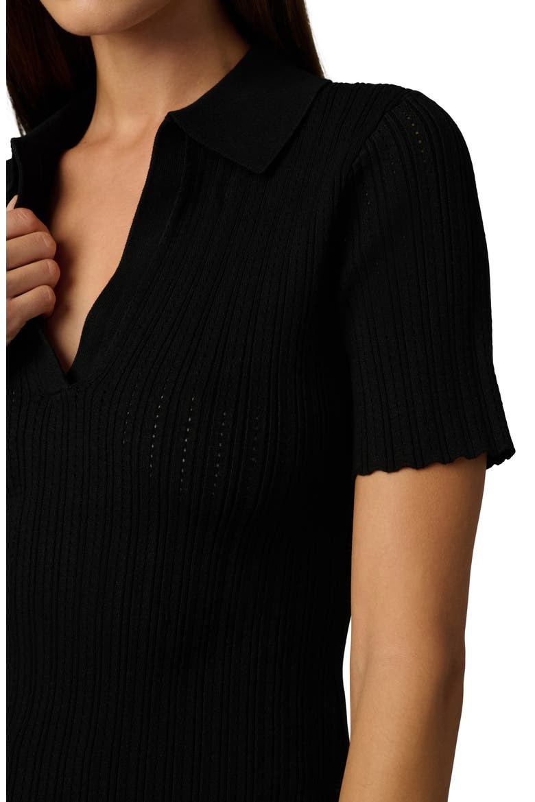 The Jess Pointelle Polo Sweater, Alternate, color, BLACK