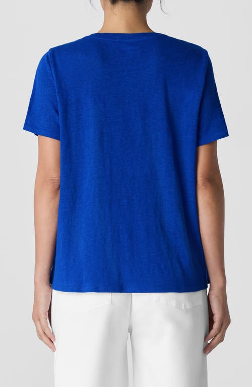 Eileen Fisher Crewneck Organic Linen Jersey Tee In Lapis