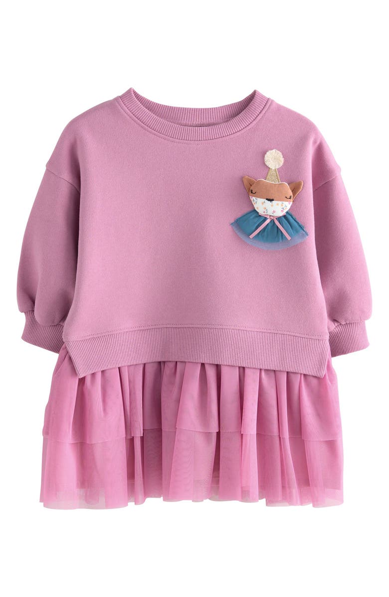NEXT Kids' Appliqué Sweatshirt Dress, Main, color, Purple