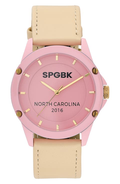 Pink Lemonade Leather Strap Watch, 44mm