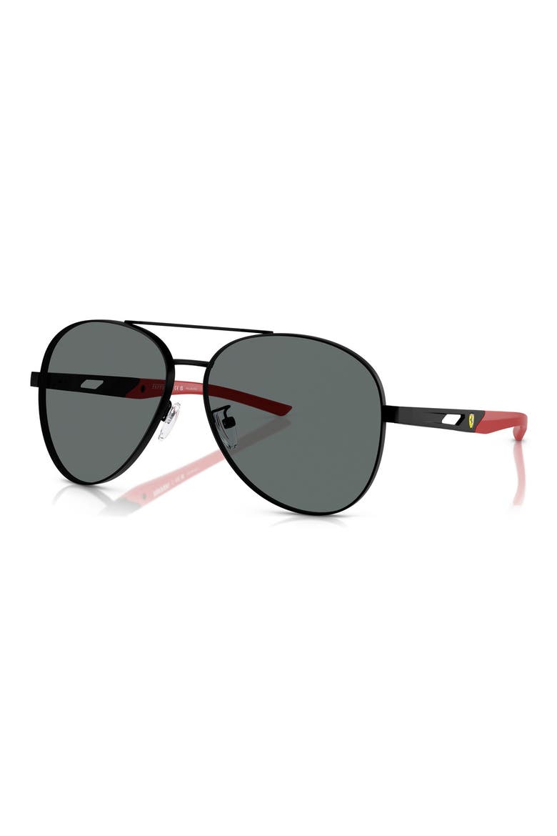 60mm Polarized Pilot Sunglasses, Alternate, color, MATTE BLACK