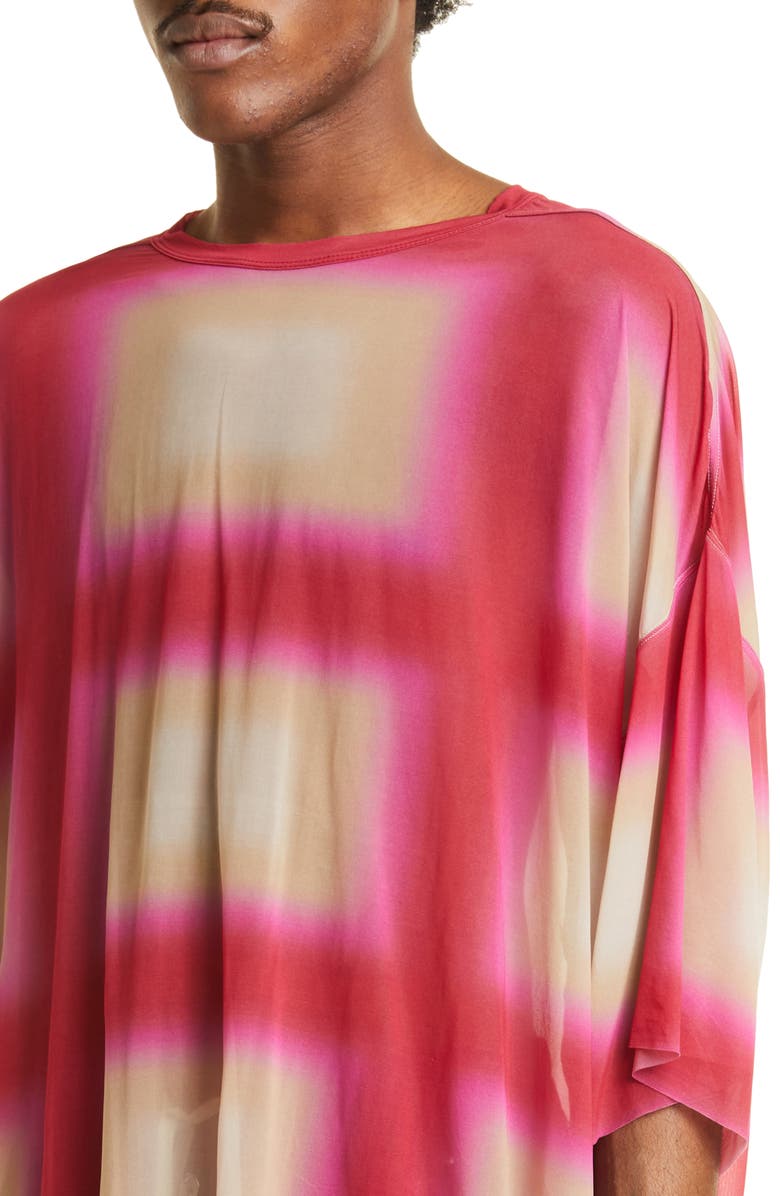 Rick Owens Tommy Degradé Plaid Oversize T-Shirt, Alternate, color, 