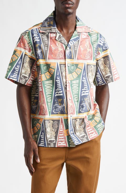 Collegiate Flag Cotton Snap-Up Shirt