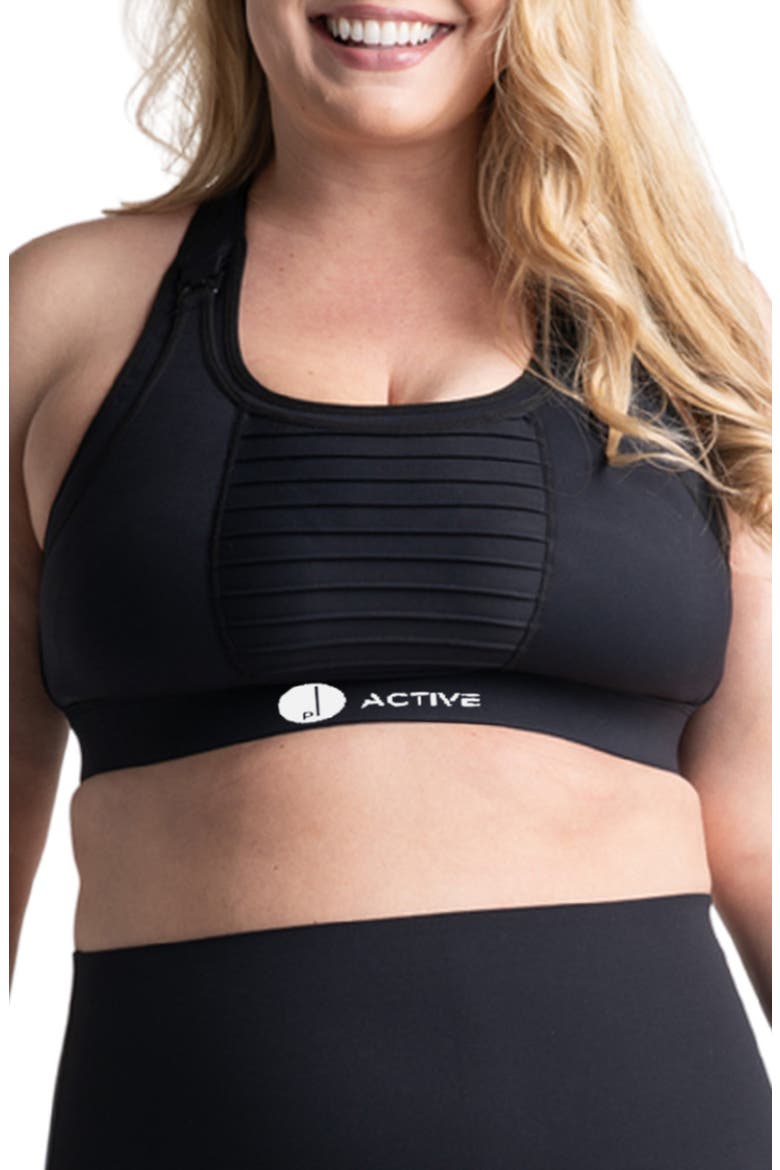 Kahina Active Maternity/Nursing Sports Bra, Main, color, BLACK