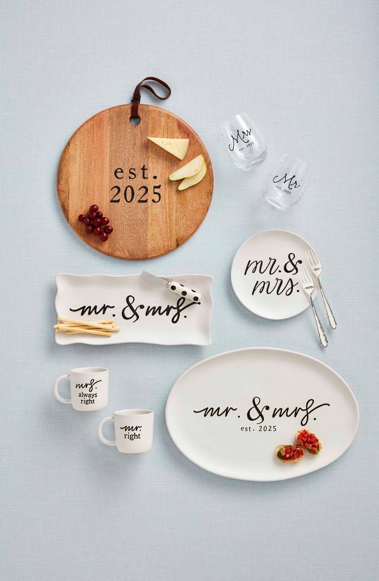Mud Pie Mr. & Mrs. 2025 Platter, Alternate, color, White
