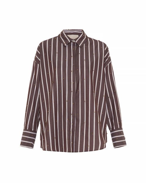 Theo The Label Echo Pearly Shirt In Brown