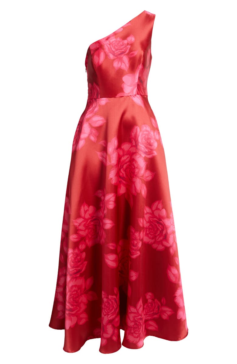 Hutch Floral One-Shoulder Satin Gown, Alternate, color, 