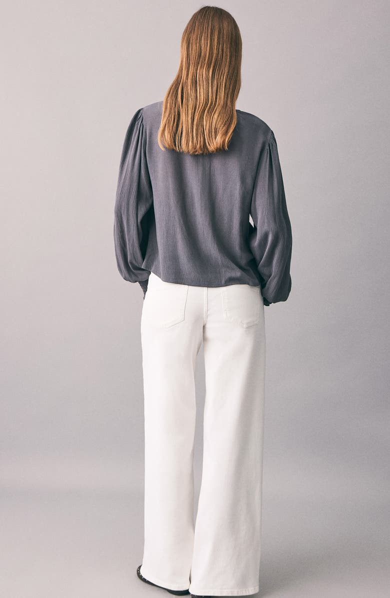 MANGO TEEN Smocked Flowy Top, Alternate, color, Charcoal