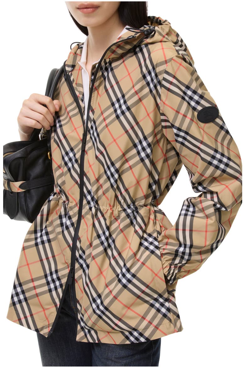 Check Whitstable Hooded Jacket, Main, color, Sand beige