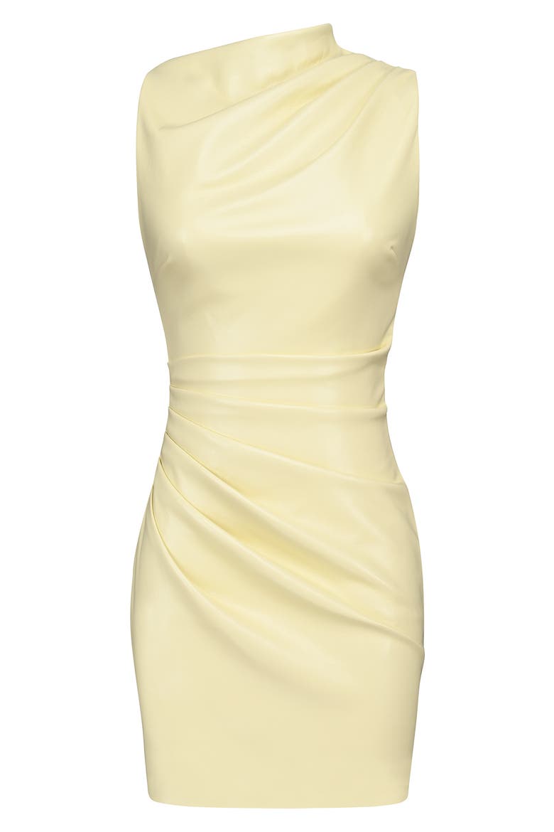 Maya Butter Yellow Faux Leather Cocktail Dress, Alternate, color, BUTTER YELLOW