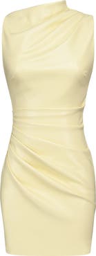 HOUSE OF CB Maya Butter Yellow Faux Leather Cocktail Dress