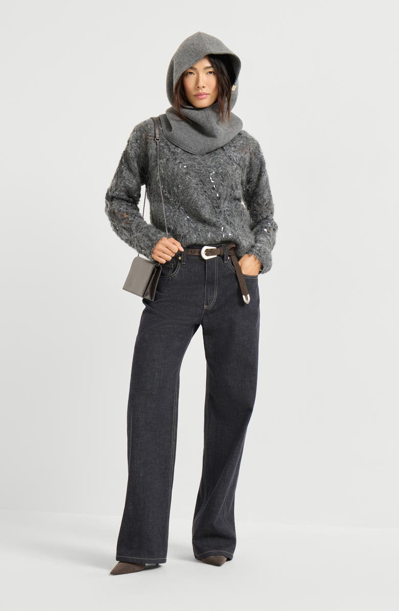 Brunello Cucinelli Frosty embroidery sweater, Alternate, color, Lead