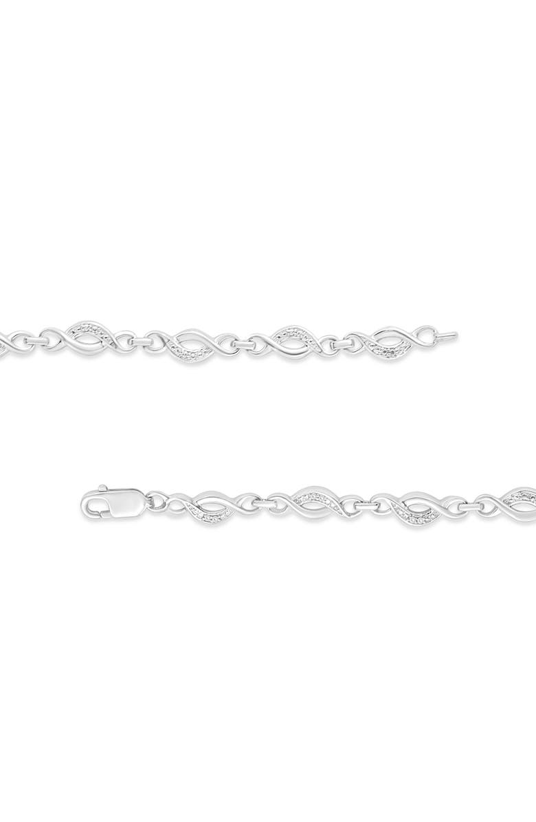 Haus of Brilliance Silver Prong Set Diamond Accent Curved Spiral Link Bracelet, Alternate, color, White