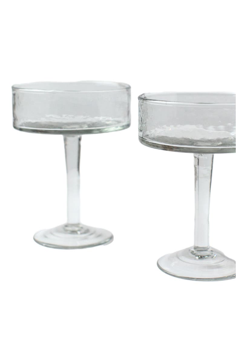 Creative Women Handblown Hammered Coupe Cocktail Glasses - Set of 4, Alternate, color, Clear