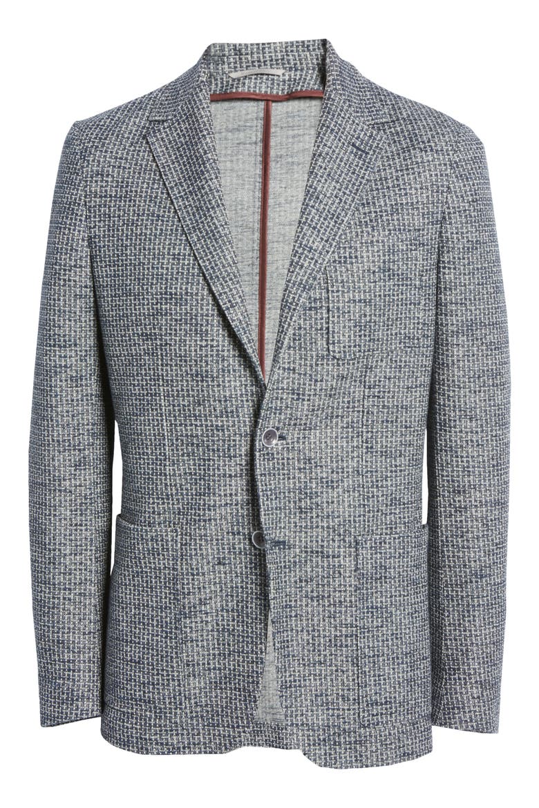 Trim Fit Bouclé Jersey Sport Coat, Alternate, color, NAVY