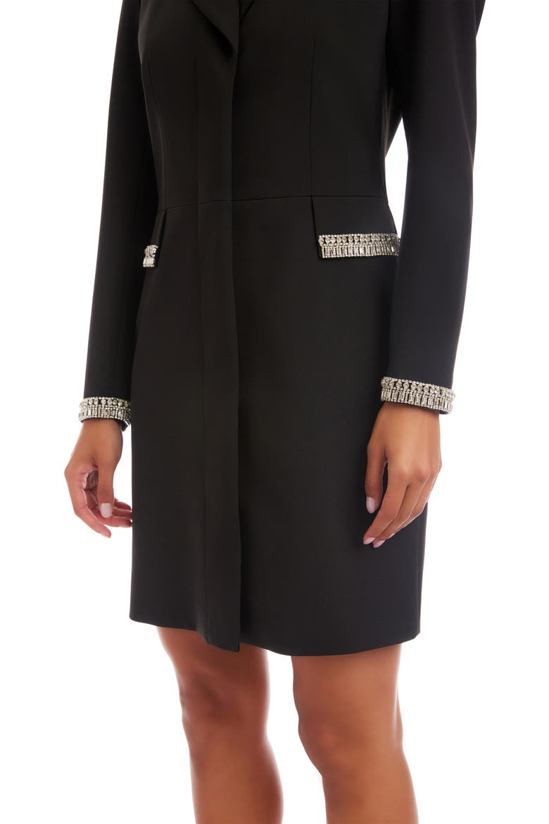 Rhinestone Detail Long Sleeve Crepe Blazer Dress, Alternate, color, BLACK