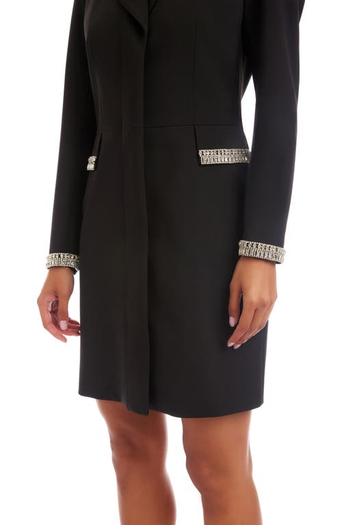 Karen Kane Rhinestone Detail Long Sleeve Crepe Blazer Dress In Black