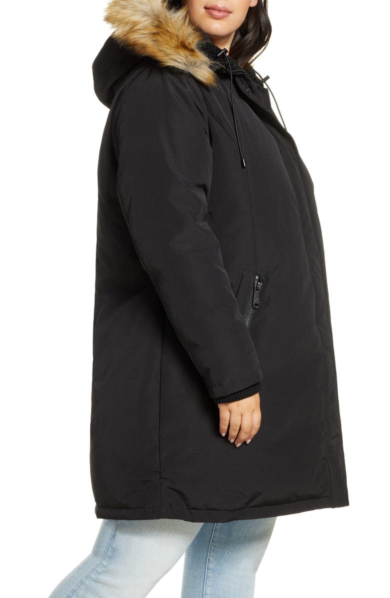 Sam Edelman Faux Fur Trim Short Parka, Alternate, color,