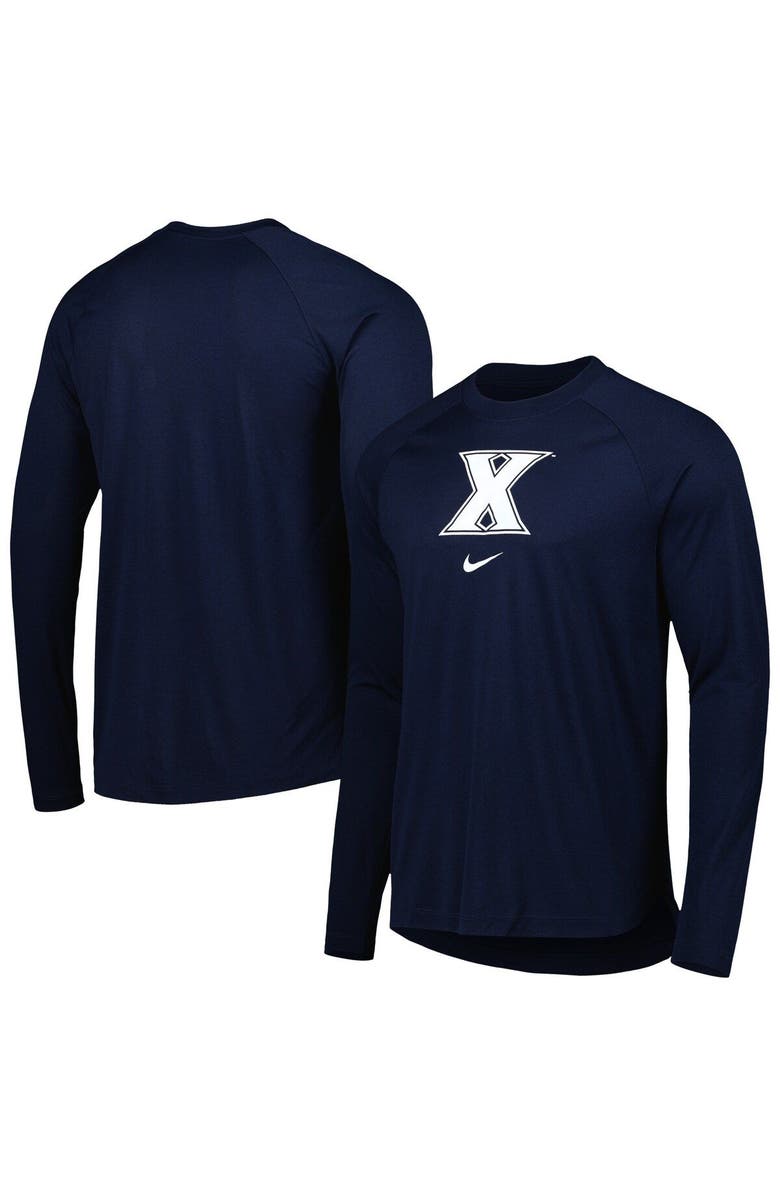 Nike Men's Nike Navy Xavier Musketeers Spotlight Raglan Performance Long Sleeve T-Shirt, Main, color, 
