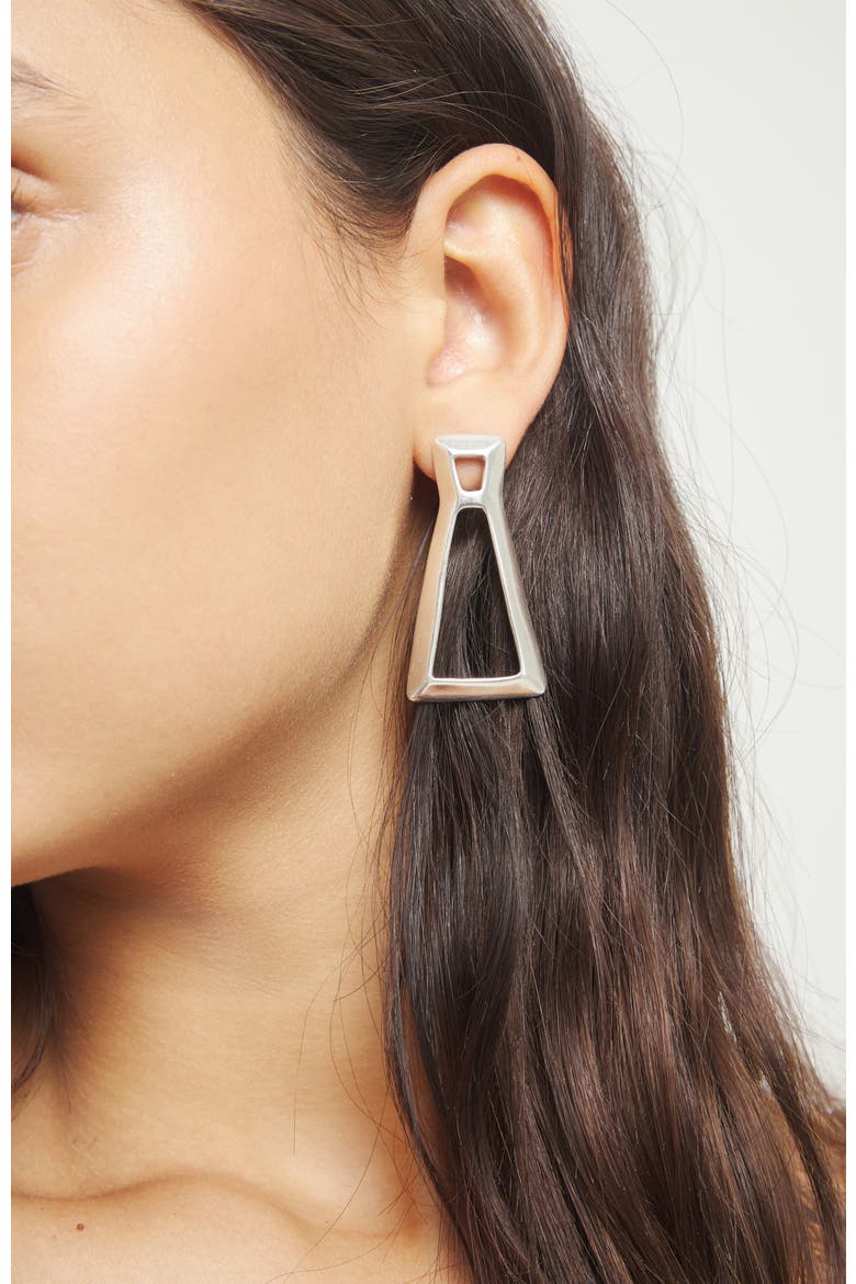 Silver-tone Sculptural Drop Earrings, Alternate, color, Silver