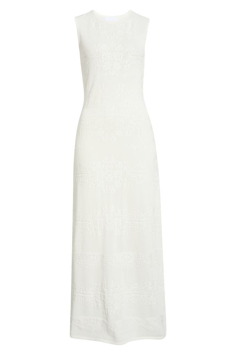 Ashley Paisley Jacquard Cotton Blend Dress, Alternate, color, WHITE