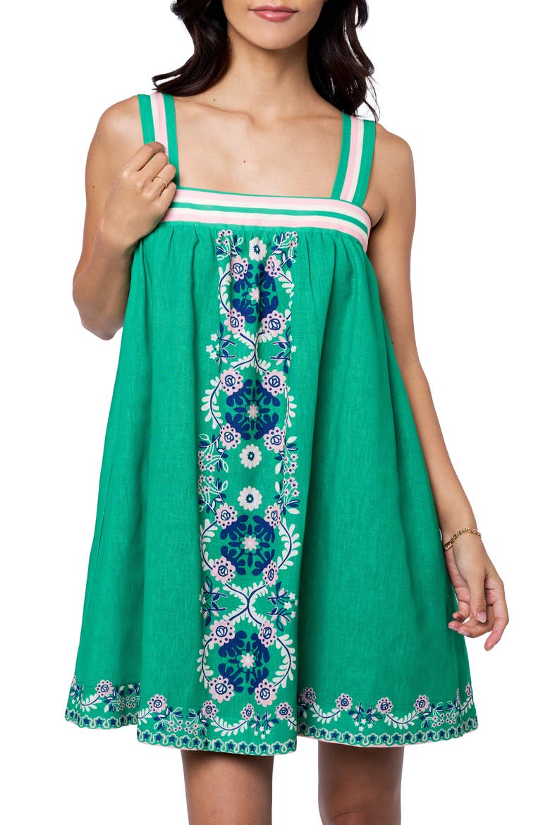 Daina Floral A-Line Babydoll Minidress, Alternate, color, GREEN MULTI