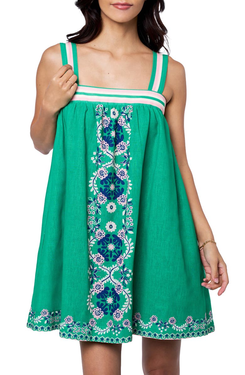 CIEBON Daina Floral A-Line Babydoll Minidress, Alternate, color, Green Multi