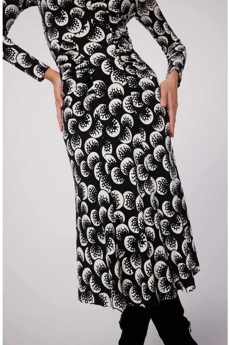 Emanuelle Print Mock Neck Midi Dress, Alternate, color, MOON LANDING LG