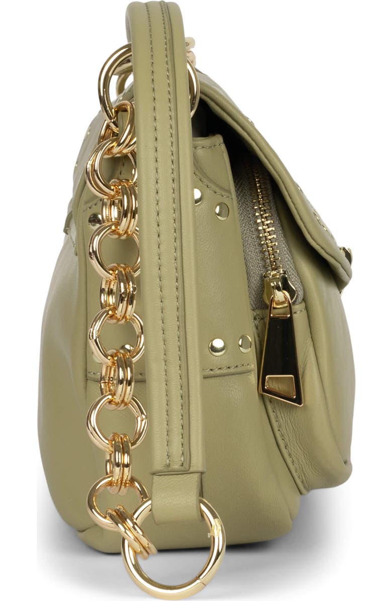 Jeffrey Campbell Night Out Leather Shoulder Bag, Alternate, color, Sage