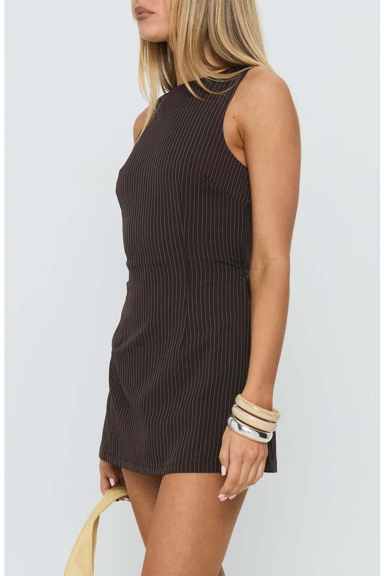 Yumiko Pinstripe Sleeveless Romper, Alternate, color, BROWN PINSTRIPE