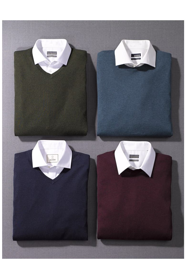 Trim Fit V-Neck Sweater, Alternate, color, BLACK
