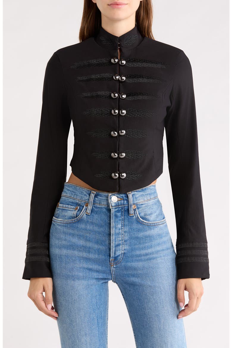 Gracyn Crop Fitted Band Jacket, Main, color, NOIR