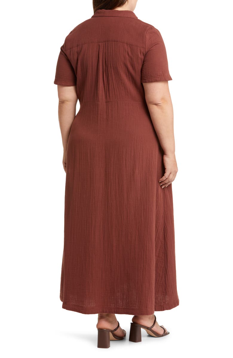 Caslon<sup>®</sup> Tie Front Cotton Gauze Maxi Dress, Alternate, color, Brown Raisin