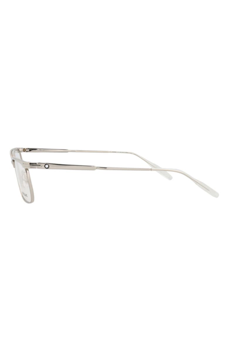 Montblanc 54mm Square Optical Glasses, Alternate, color, Silver Transparent