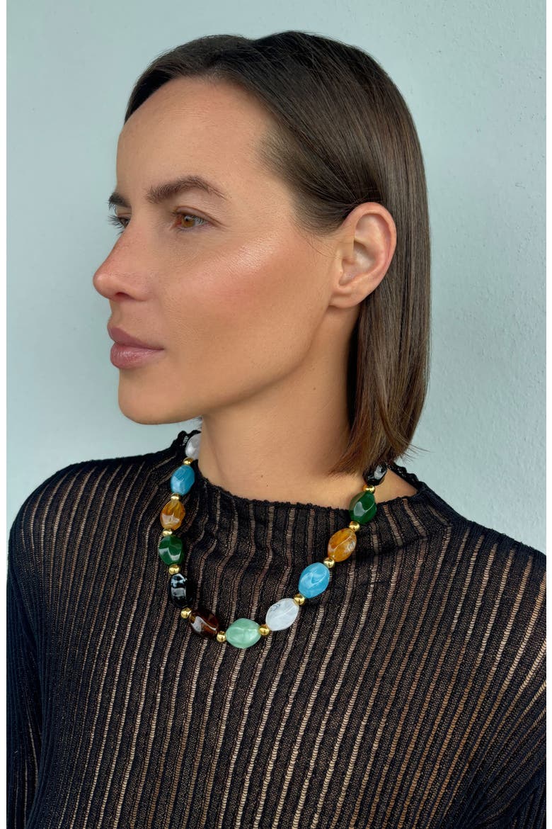 Mixed Color Chunky Bead Necklace, Main, color, MULTI
