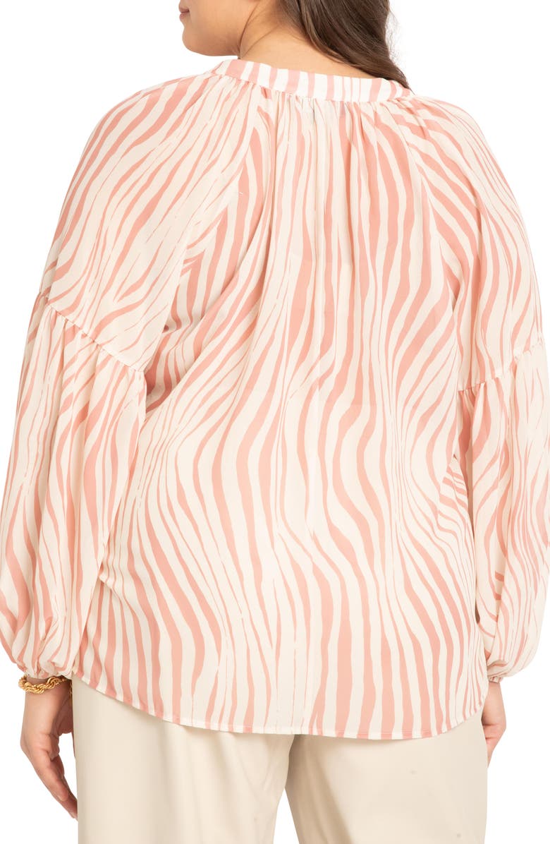 ELOQUII Raglan Sleeve Blouse, Alternate, color, Stripe Dream