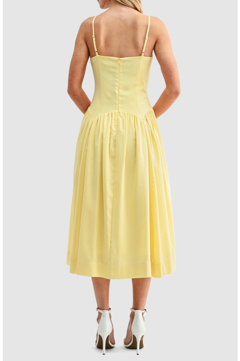 Drop Waist Cotton & Linen Midi Dress, Alternate, color, BUTTER YELLOW