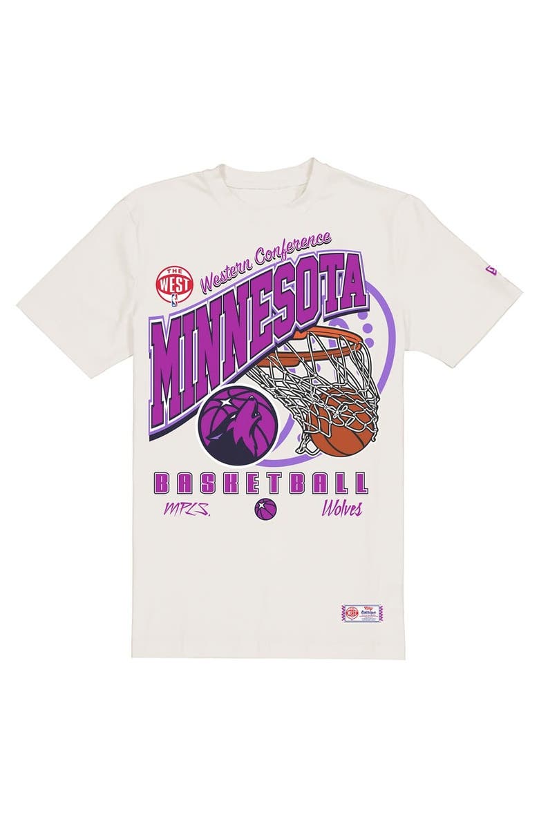 New Era Men's New Era Cream Minnesota Timberwolves Oversized City Edition Remix Vintage T-Shirt, Alternate, color, Cream