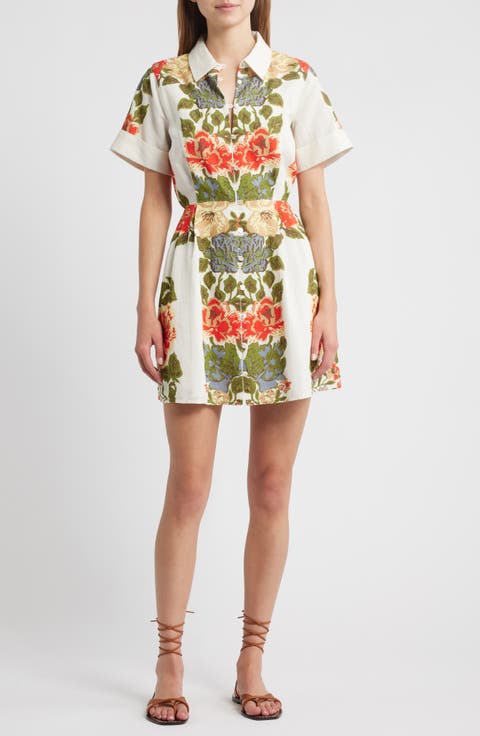 Sadie Floral Cotton & Linen Shirtdress