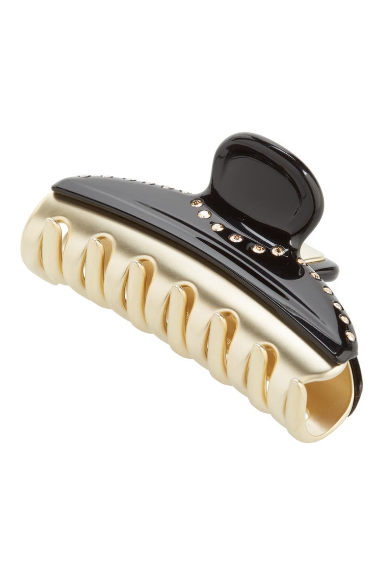 Vendome Medium Crystal Embellished Hair Clip, Main, color, BLACK GOLD