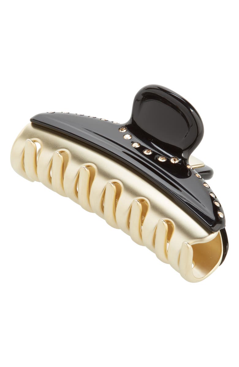 Alexandre de Paris Vendome Medium Crystal Embellished Hair Clip, Main, color, Black Gold